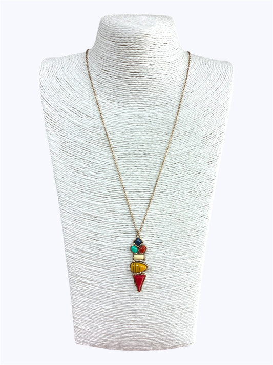 N0096| Multi Color Natural Stone Necklace |TNE2415