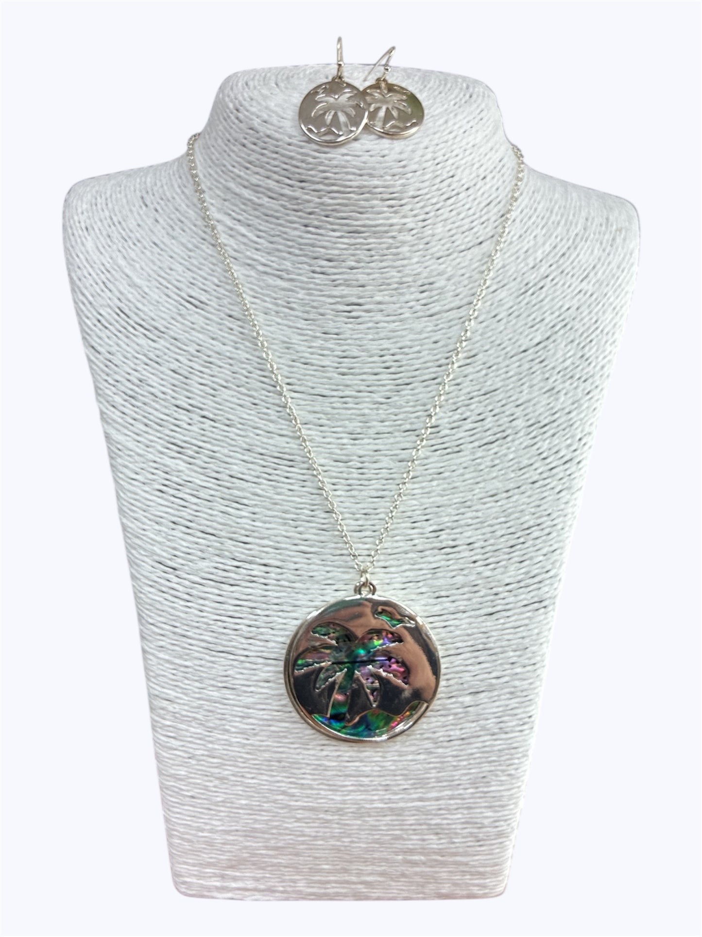 N0343| Double Abalone Pendant Necklace Set |AS6550