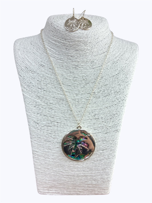 N0343| Double Abalone Pendant Necklace Set |AS6550