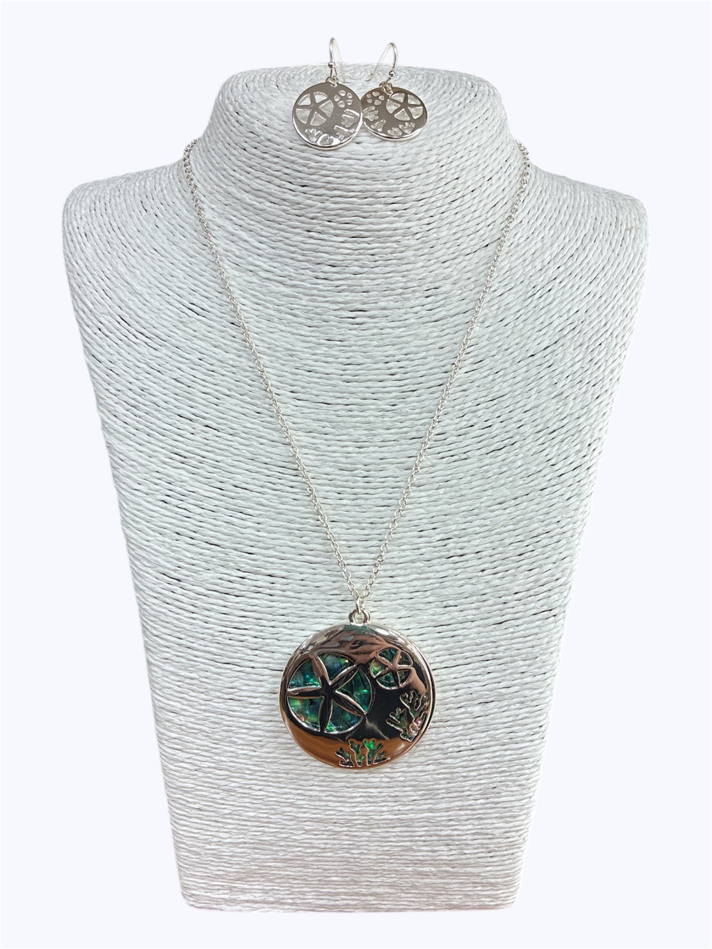 N0343| Double Abalone Pendant Necklace Set |AS6550