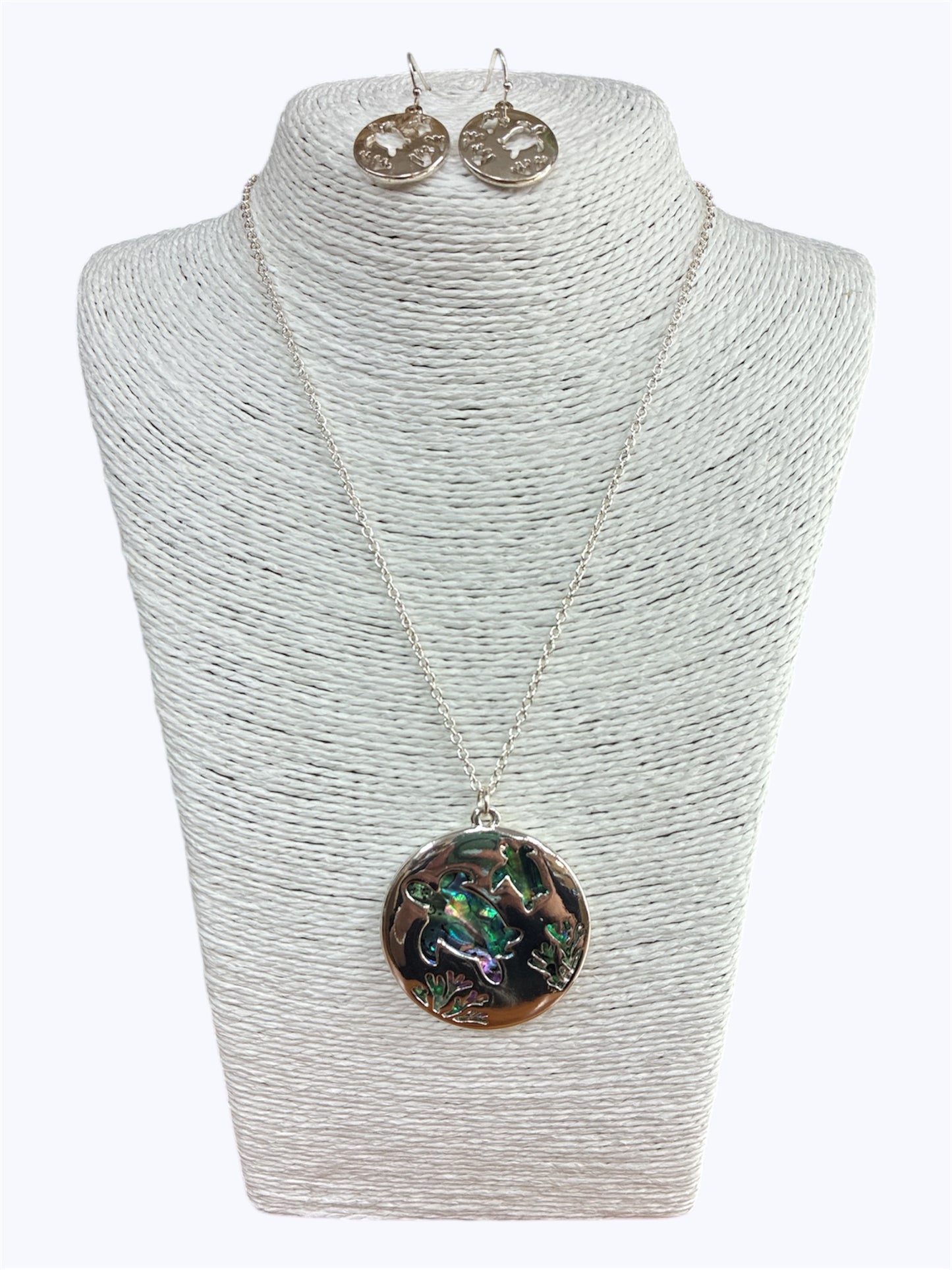 N0343| Double Abalone Pendant Necklace Set |AS6550