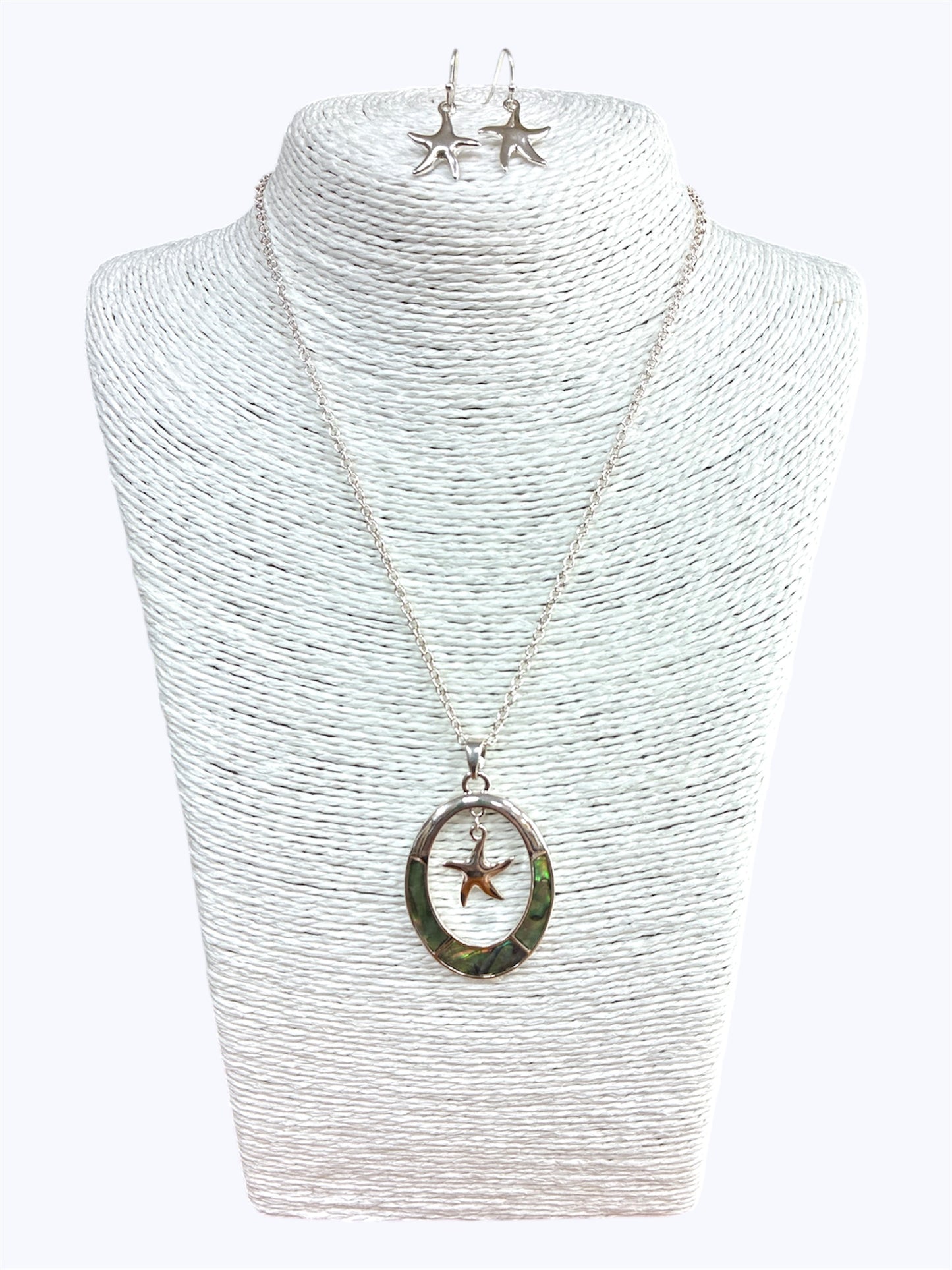 N0460 | Starfish Charm Dangle Oval Shape Pendant Necklace  |AS6611