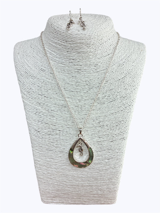 N0461 | Seahorse Charm Dangle Teardrop Shape Pendant Necklace |AS6612