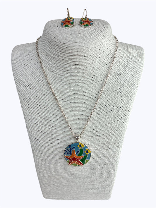 Multi color  Starfish Ocean Necklace Set