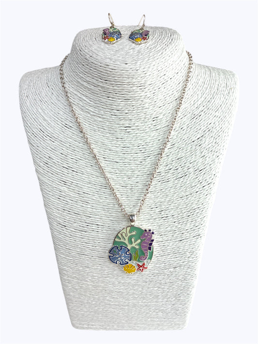 Multi Color Sea Life Necklace Set