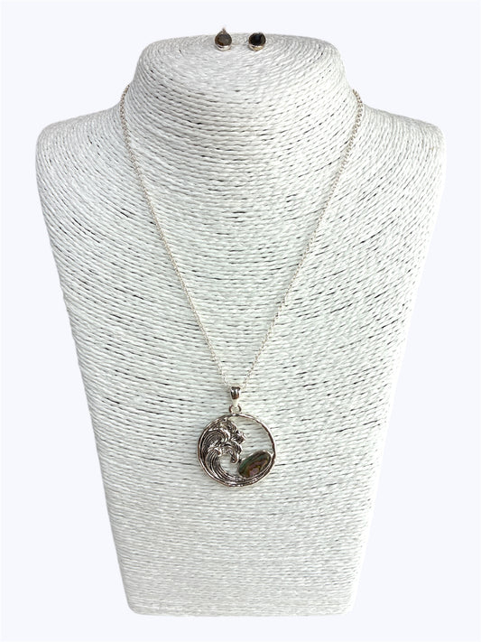 N0421| Ocean Beach Wave Design Pendant Necklace|AS6045