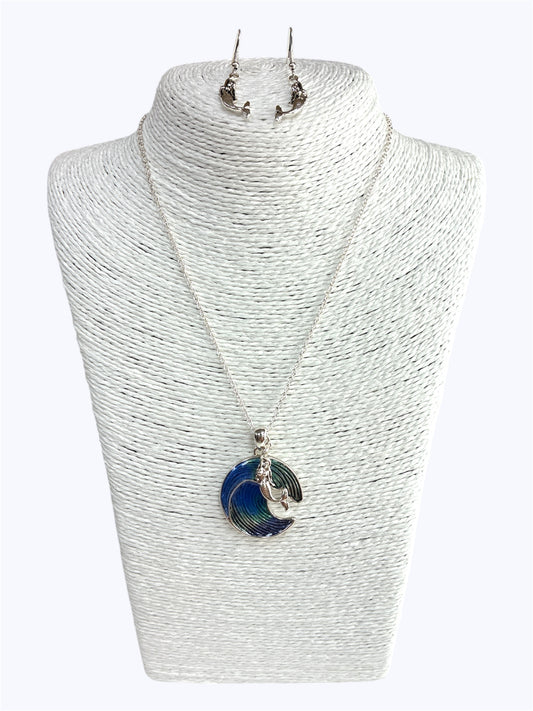 N0377| Mermaid Ocean Wave Circle Shape Pendants Necklace|AS6046