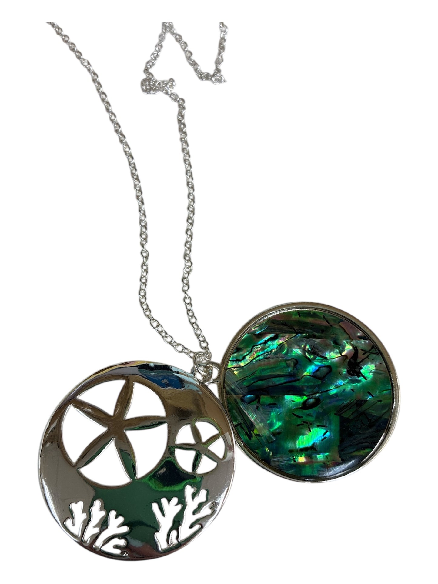 N0343| Double Abalone Pendant Necklace Set |AS6550