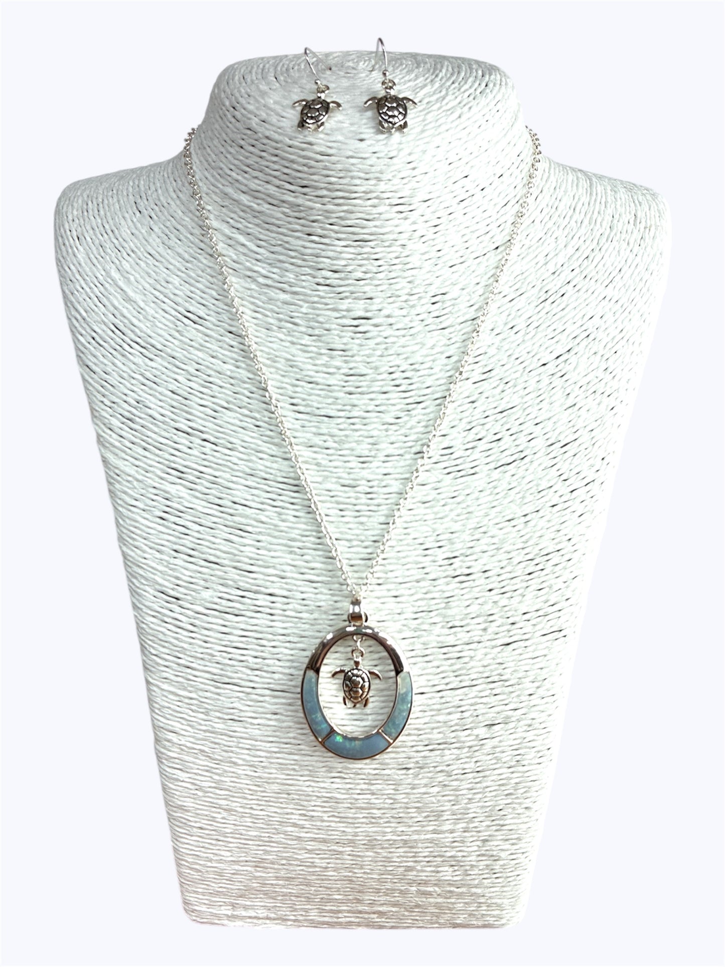 N0434| Abalone Circle Turtle Charm Necklace Set |AS6610