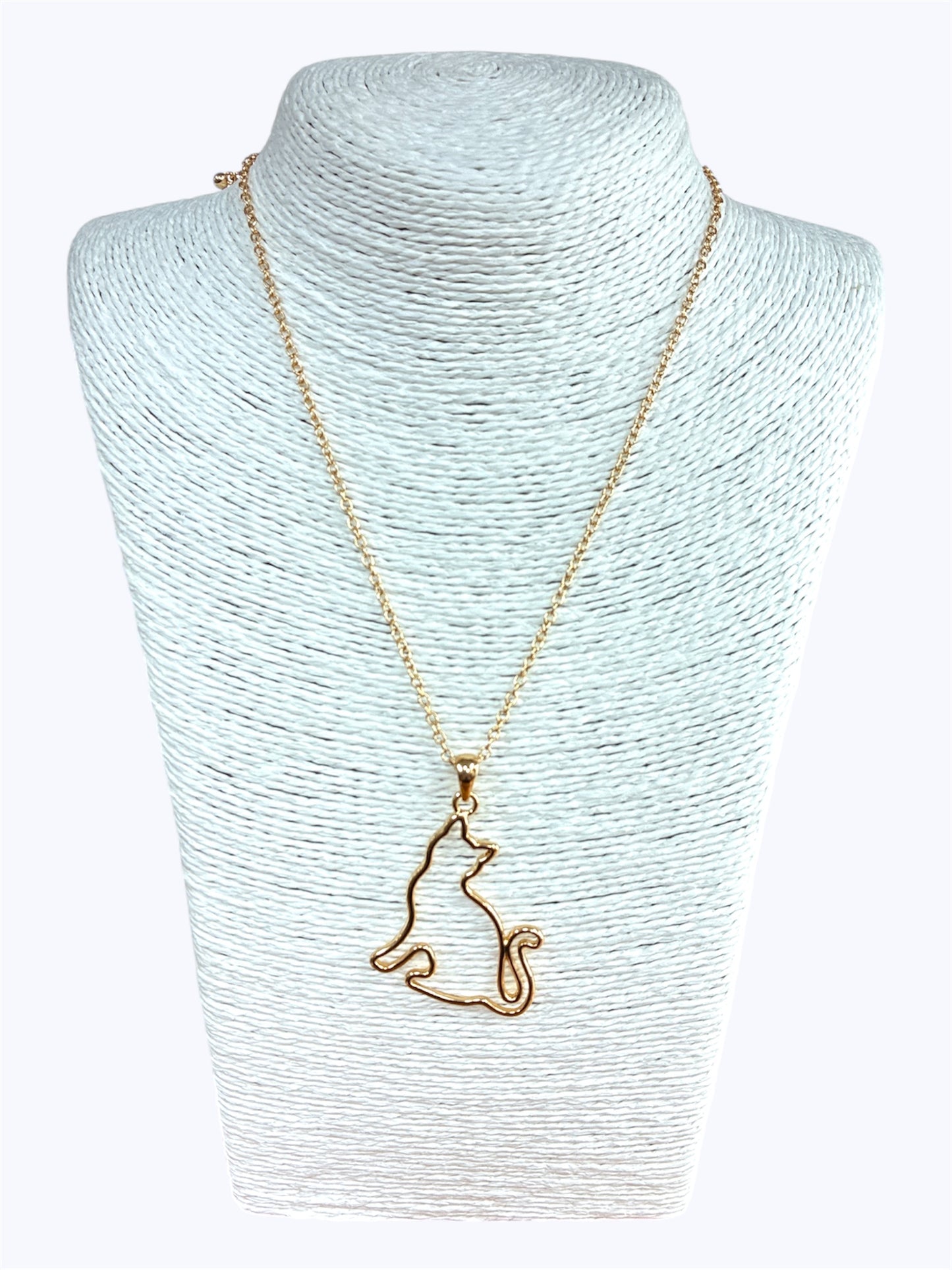 N0410| Outlined Animal Cat Shape Pendant Necklace|AN2898
