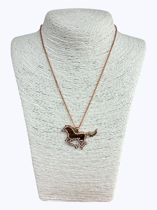 Rhinestones Horse Necklace Set