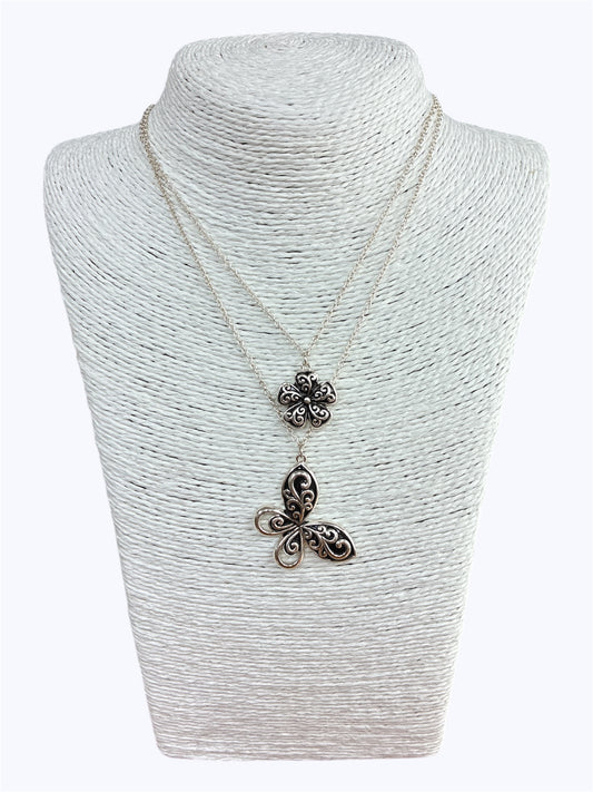 N0563|Butterfly Shape Shape Pendant Layered Necklace |AN3766