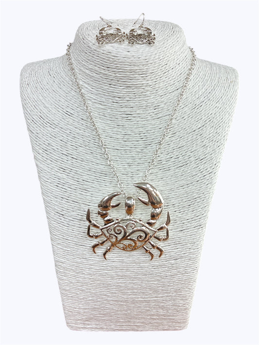 N0433| Silver Crab Short Necklace Set| AS6599
