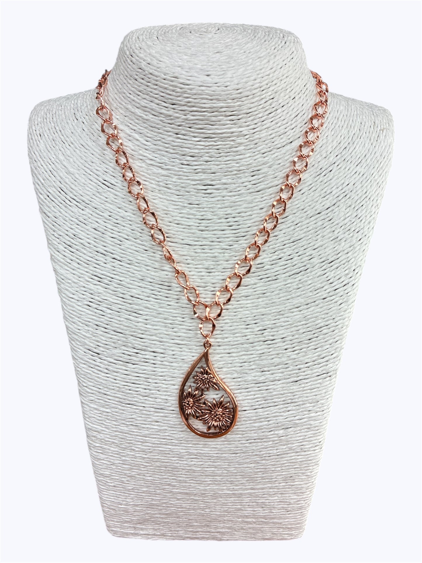 N0447 |Sunflower Design Teardrop Shape Necklace |N1014