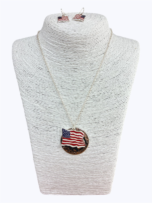 N0344|USA Flag Designed Pendant Necklace |AS6581