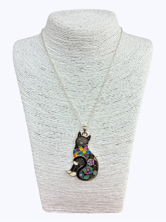 N0362| Multi Colored Animal Cat Design Pendant Necklace |AN3021