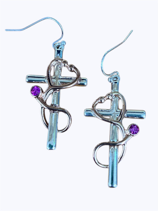 E0955 | Metal Cross Shape Drop Dangle Hook earrings |AE6414
