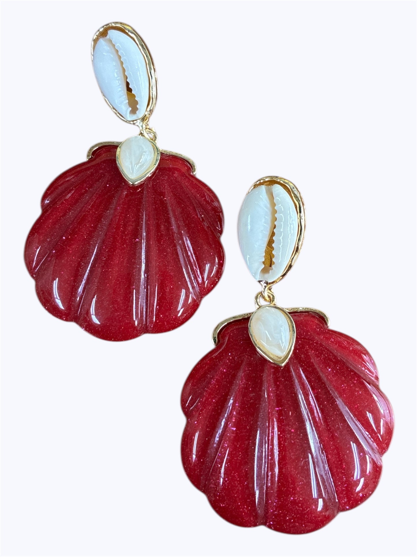 E2294| Large Acrylic Shell Earrings |KE2966