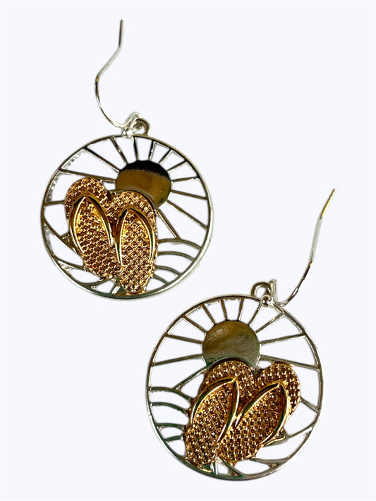 E0963|  Sun Slipper design Circle Shape Drop Dangle Hook Earrings|AE3853