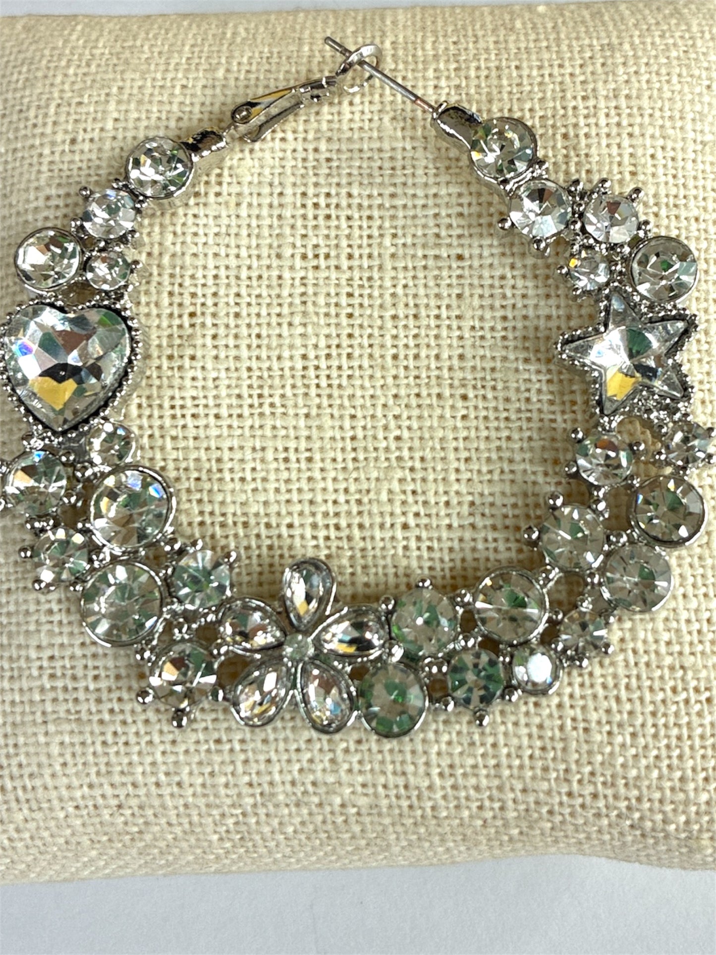 E2290 Large Crystal Stone Hoop Earrings |YE3595