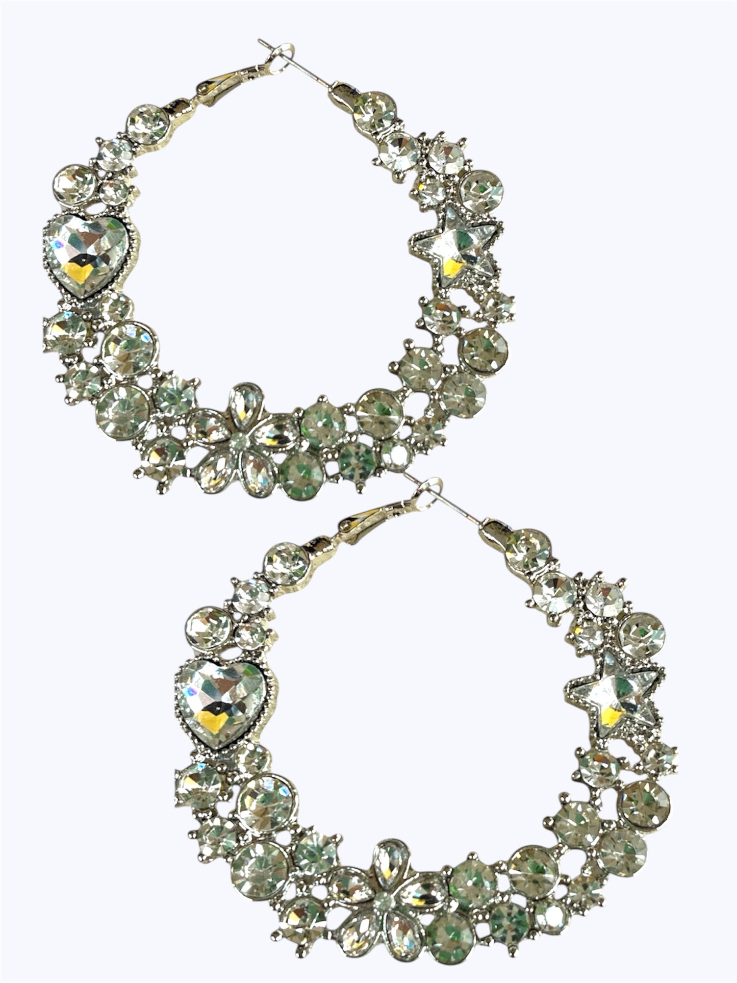 E2290 Large Crystal Stone Hoop Earrings |YE3595