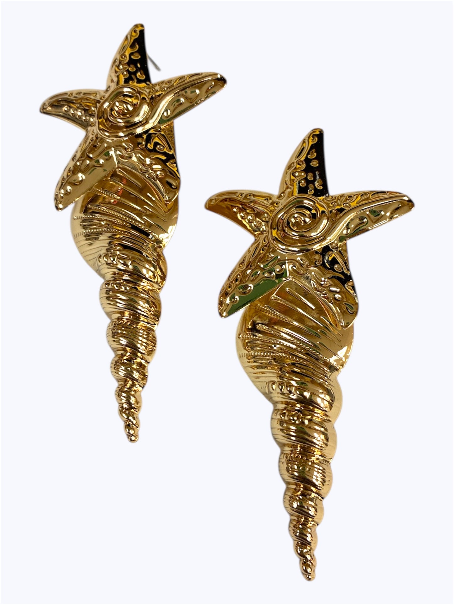 E0907| Large Starfish Shell Lightweight post Earrings|25E6043