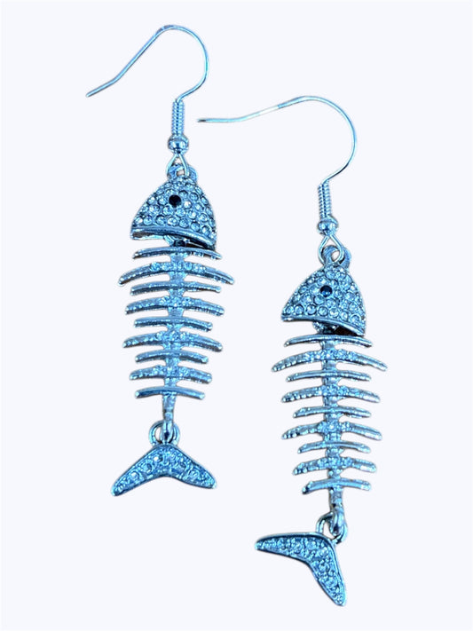E1436 | Rhinestone Fish Dangle Earrings |23455