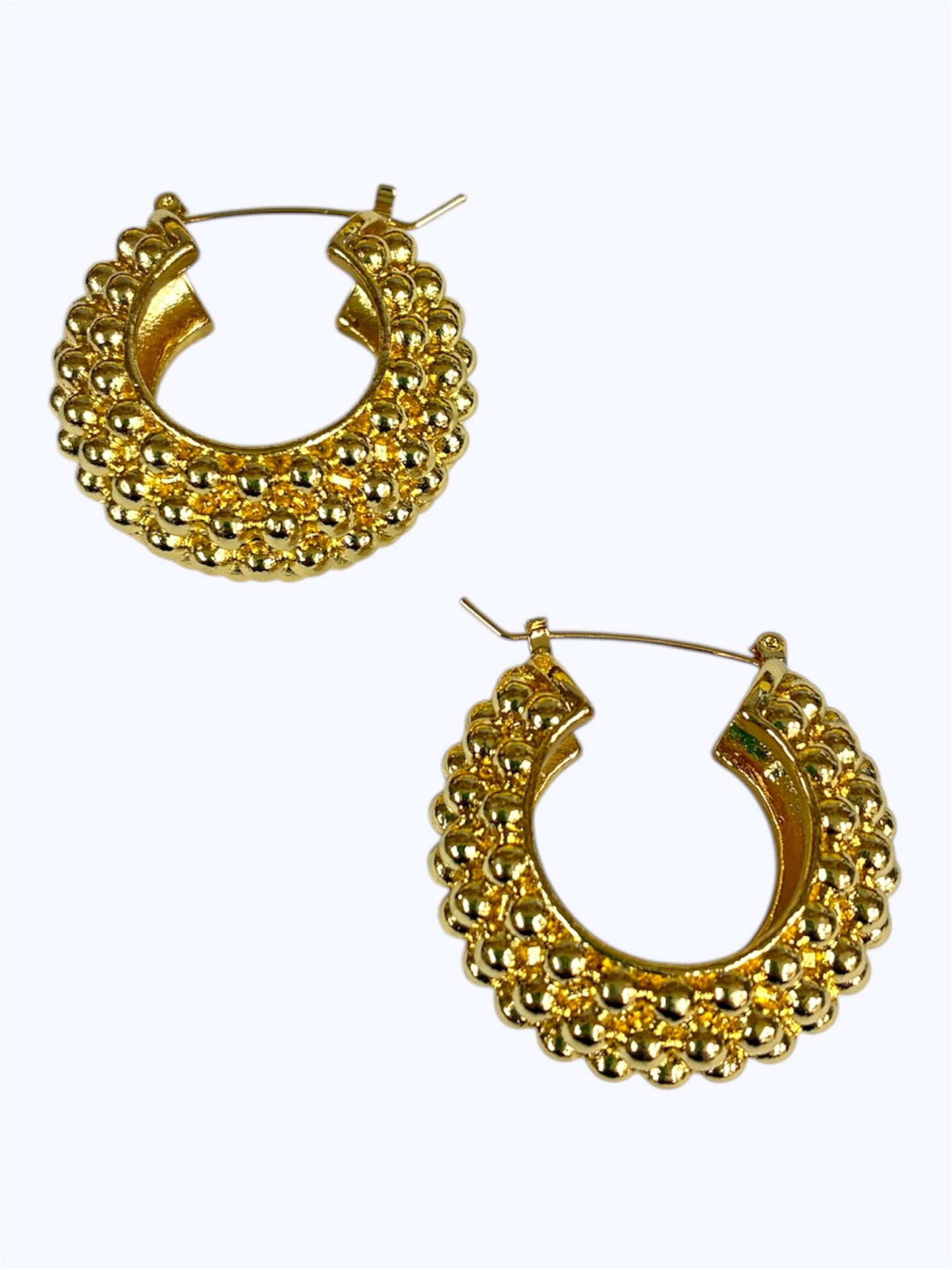 E2291| Chunky Beaded Ball Hoop Earrings| YE3602