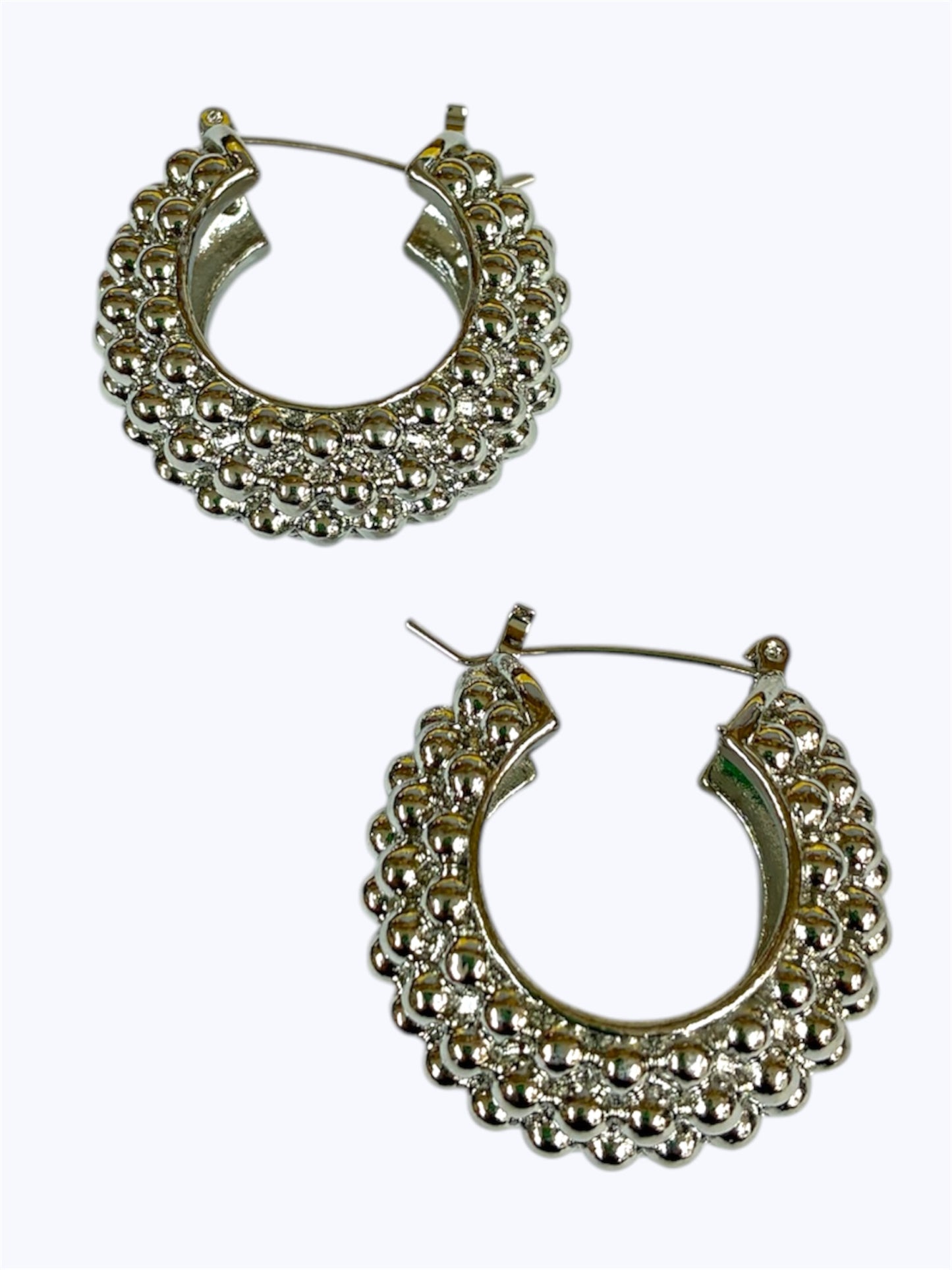 E2291| Chunky Beaded Ball Hoop Earrings| YE3602