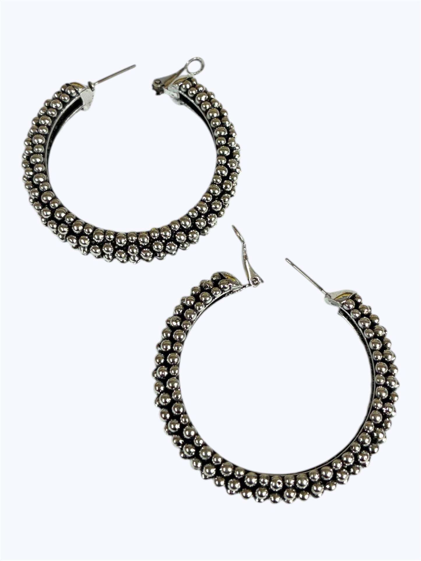 E2292| Large Antique Silver Hoop Earrings |YE3603