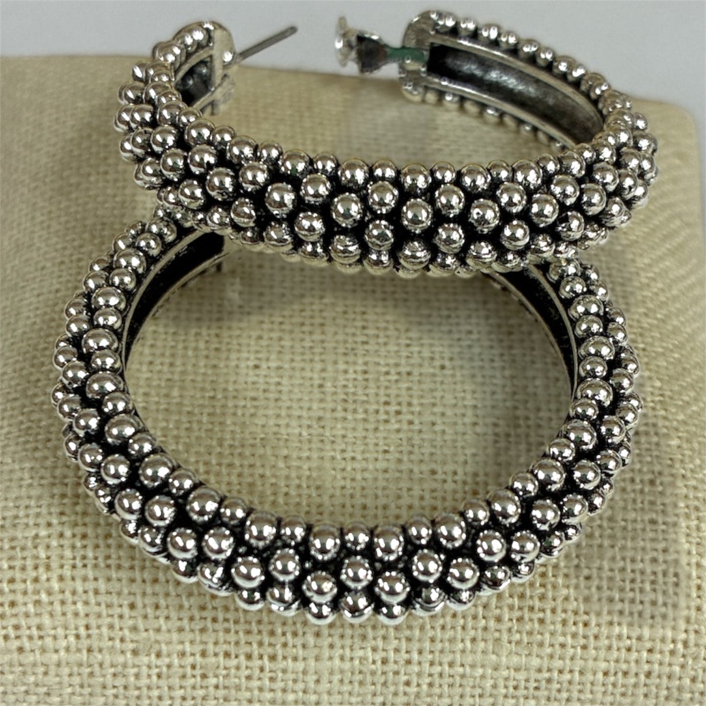E2292| Large Antique Silver Hoop Earrings |YE3603