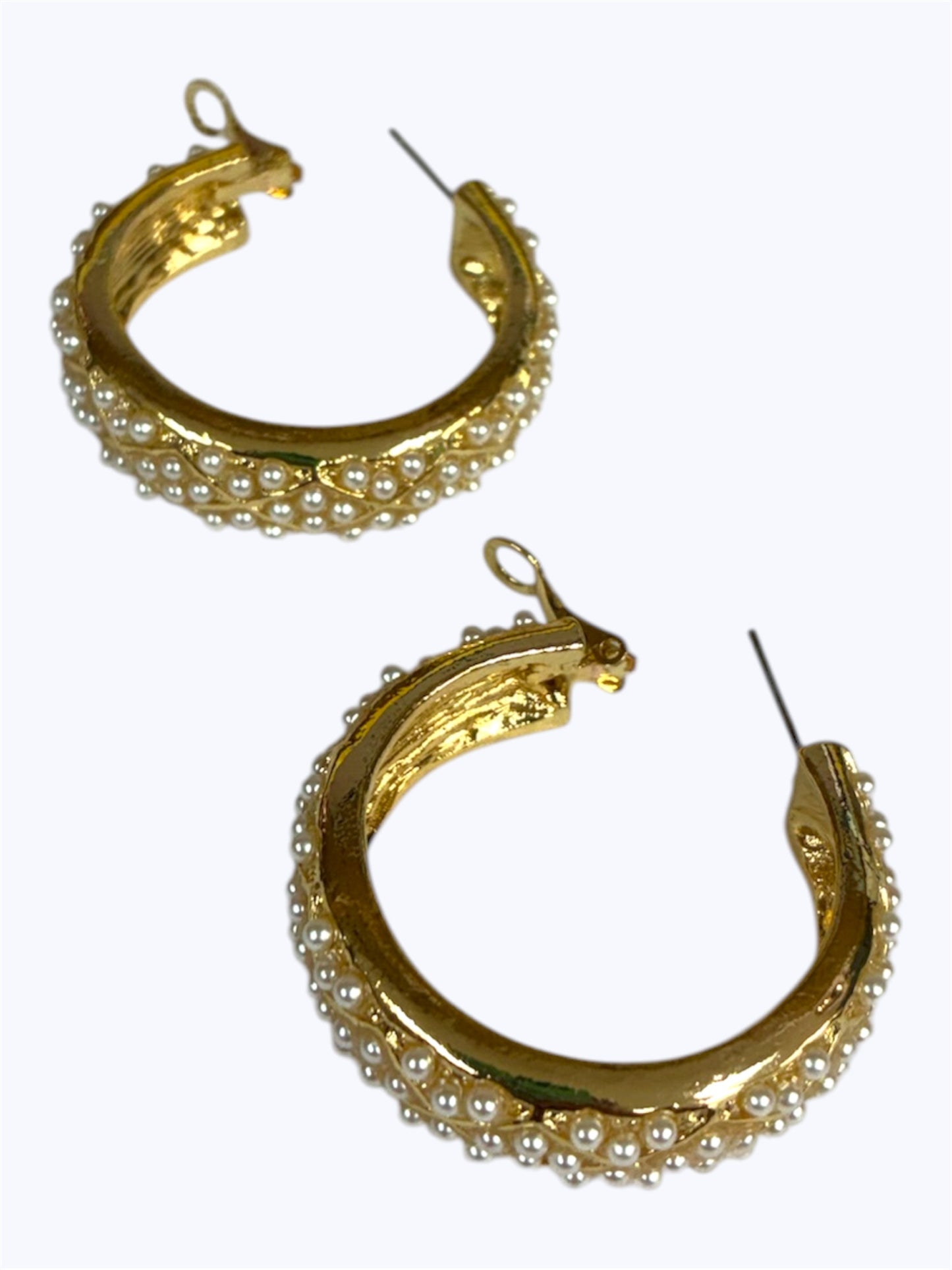 E2293| Medium Pearl Hoops Earrings | YE3605