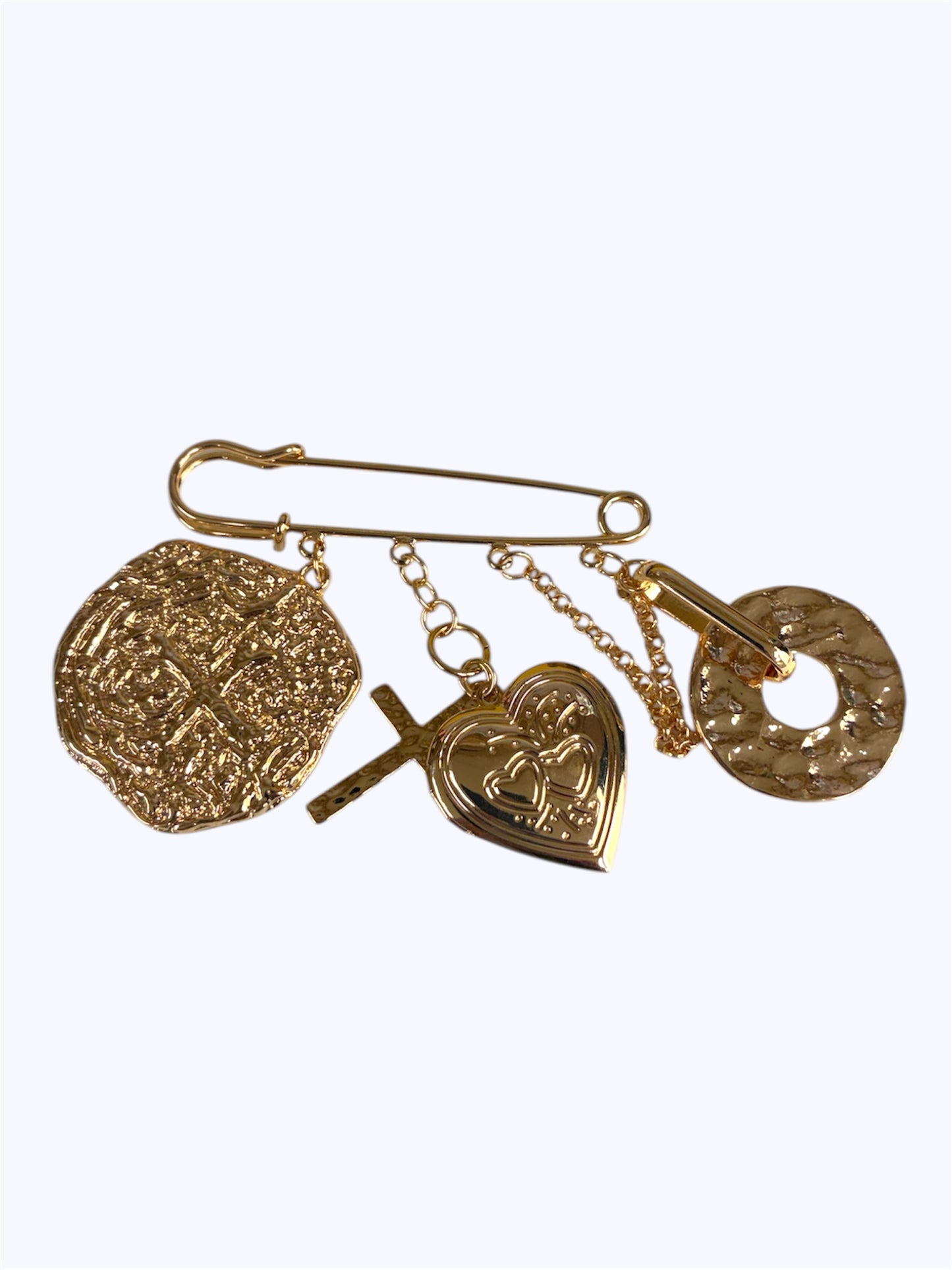 BR0442| Hammered Circle Charms Pin Brooch|25P1075