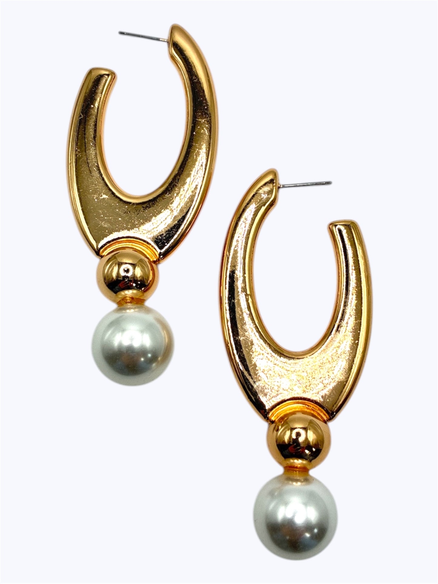 E2297|Large Teardrop and Pearl Earrings |25E6907