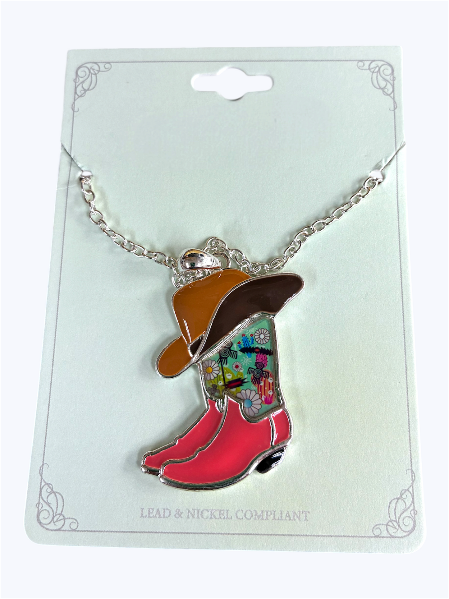 Multi Color Boot Charm Necklace