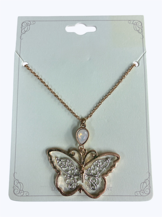 Gold Laser Cut Butterfly Necklace