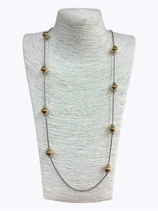 N0737 | Two tone Rhodium Plated Chain Necklace | NE8249