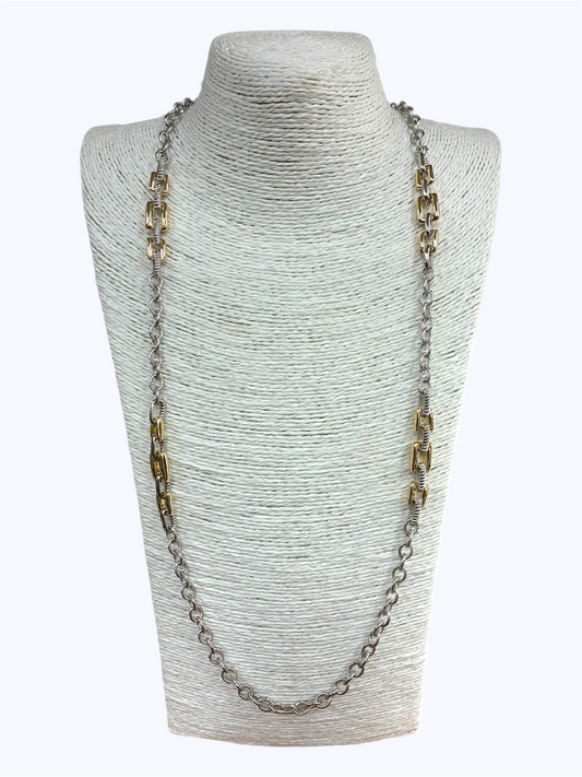 N0747 | Rhodium Plated Harmony Link Statement Necklace | NE8411