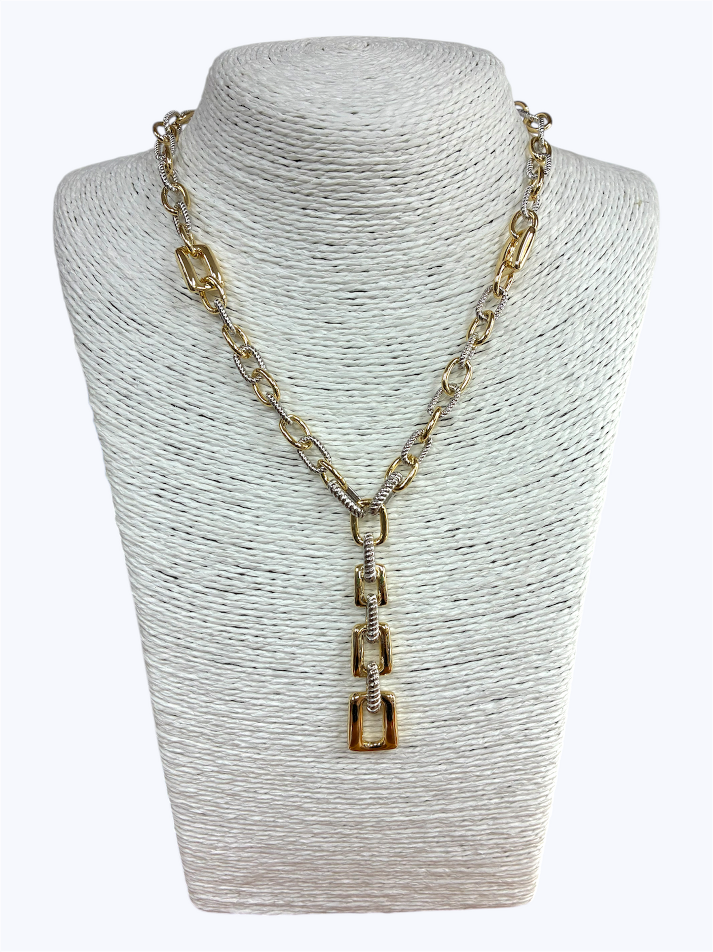 N0745 | Rhodium Plated Bold Chain Drop Necklace | NE8410