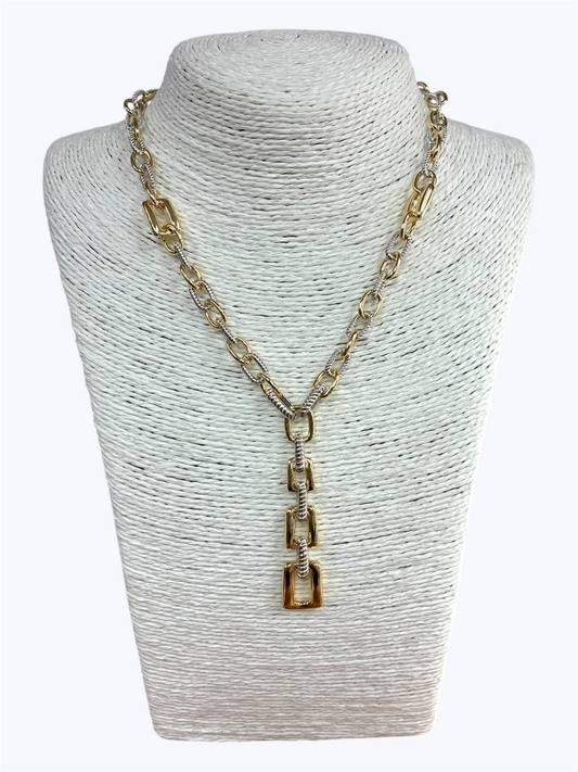 N0745 | Rhodium Plated Bold Chain Drop Necklace | NE8410