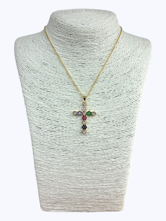 N0736 | Sparkle Cross Pendant Necklace | PE9983