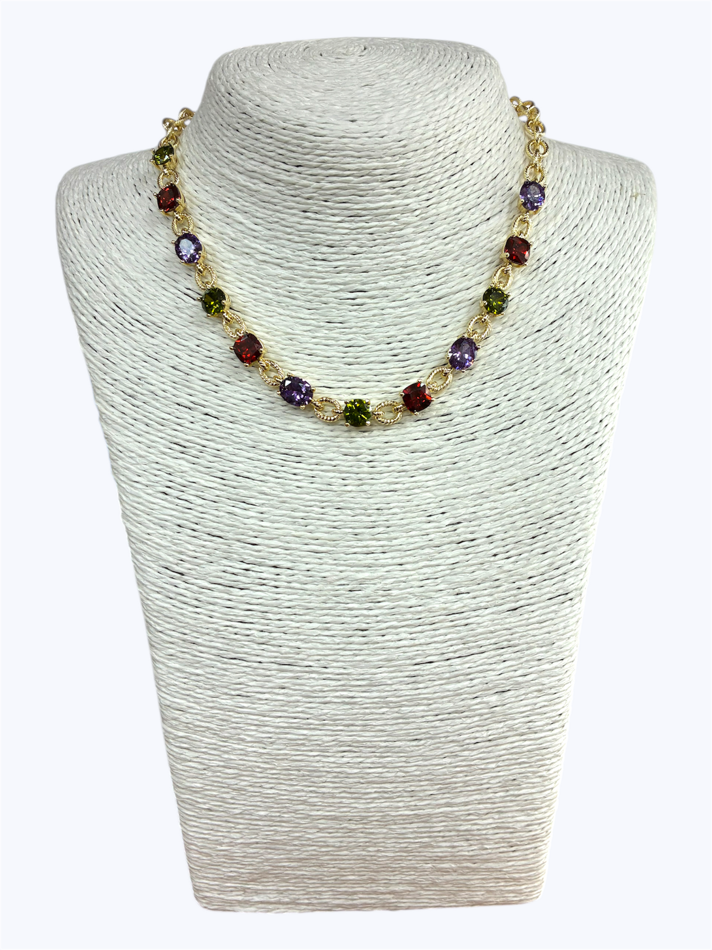 N5043|14K Gold Plated Multi Color Necklace| A9672GM