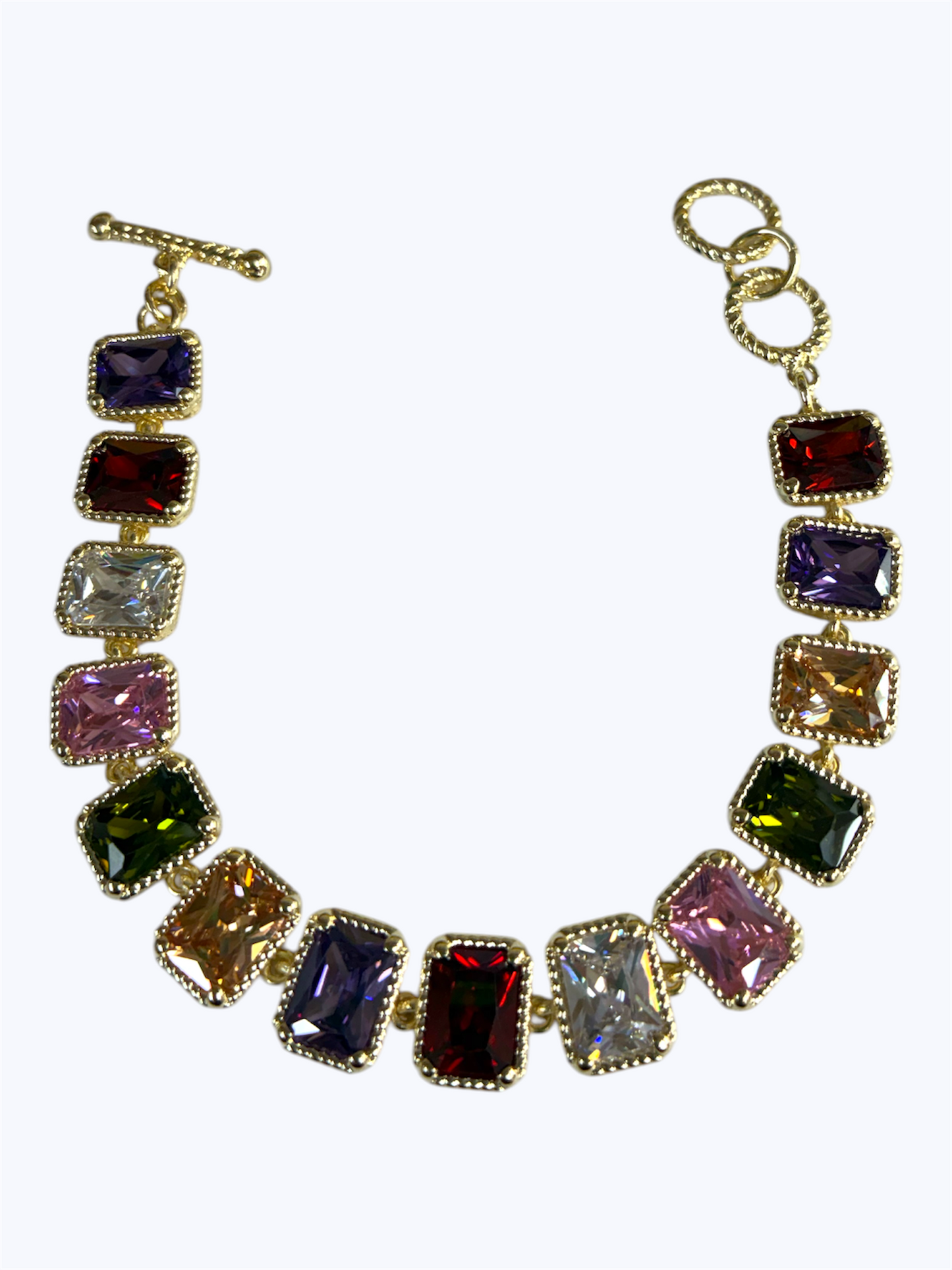 B0375 |''14kg'' Plated Cubic Zirconia Crystal Bracelet |1122