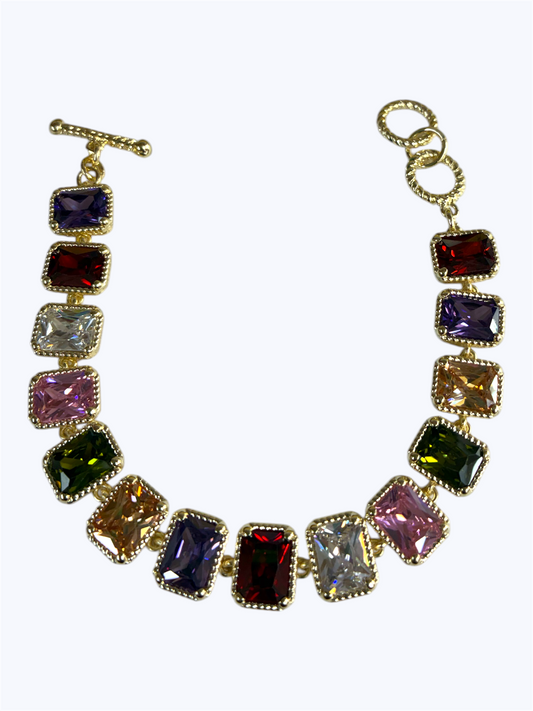 B0375 |''14kg'' Plated Cubic Zirconia Crystal Bracelet |1122