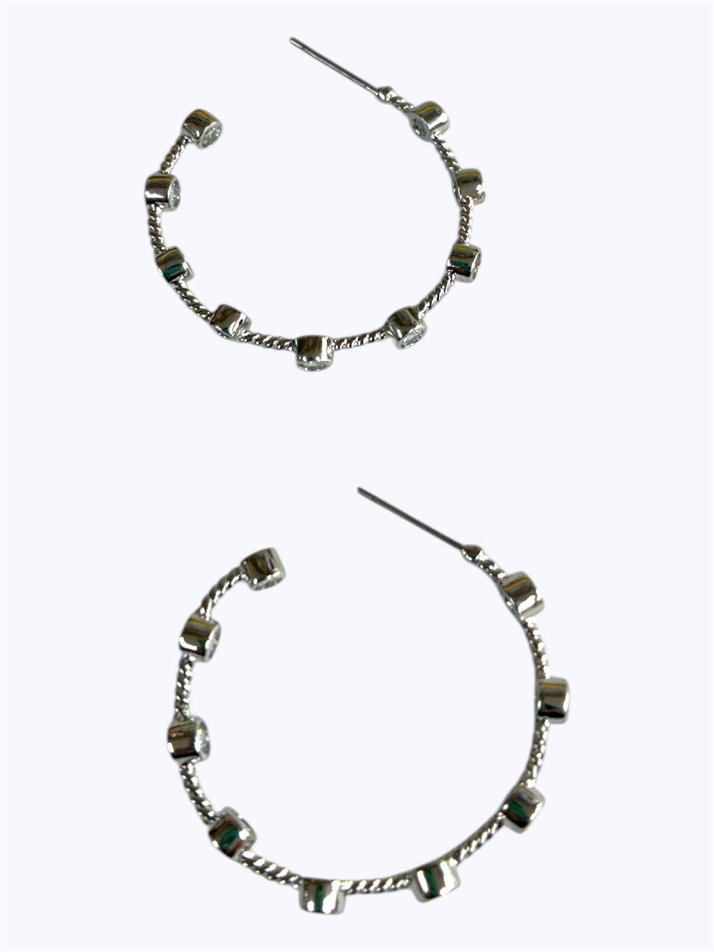 E0292| Rhodium Plated Open Hoop Earrings| ER7476