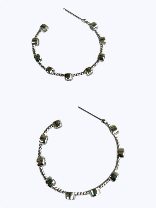 E0292| Rhodium Plated Open Hoop Earrings| ER7476