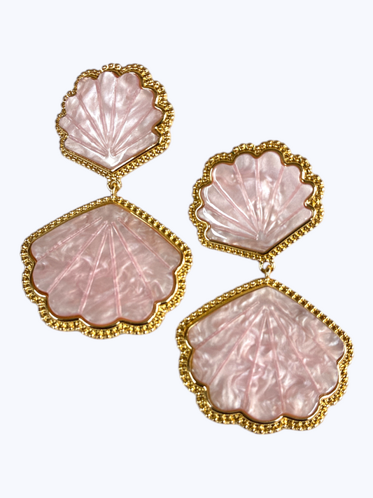E2308 | Double Shell Drop Earrings | 25E6978