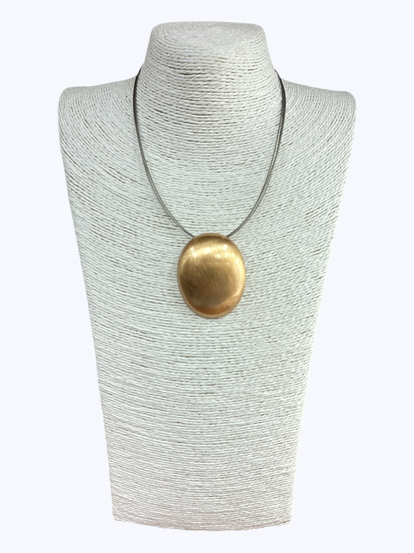 N5132 | Matte Oval Pendant Metal Cord Short Necklace | NK26107