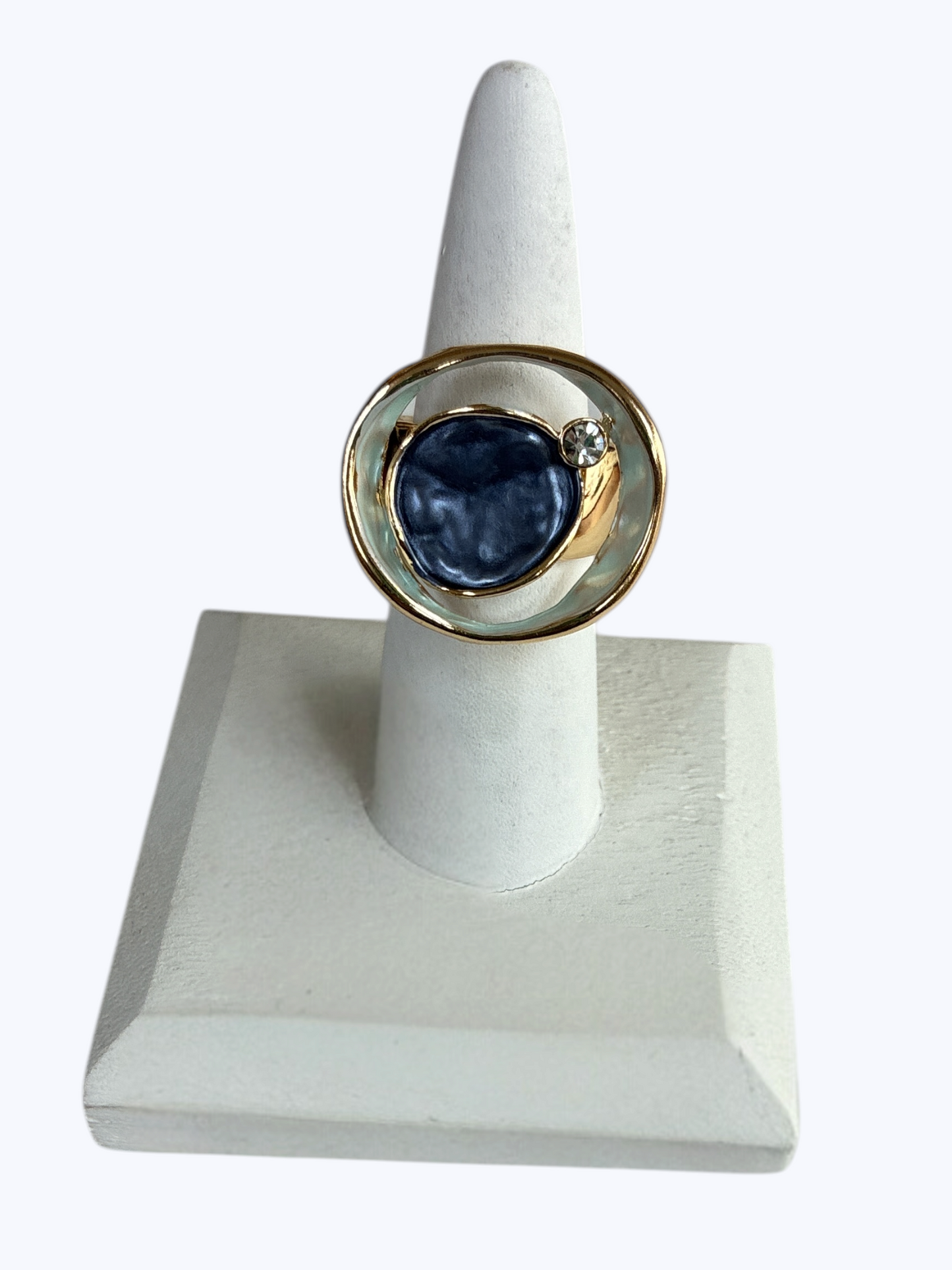 R0108 | Blue Double Circle Stretch Ring | RG26125