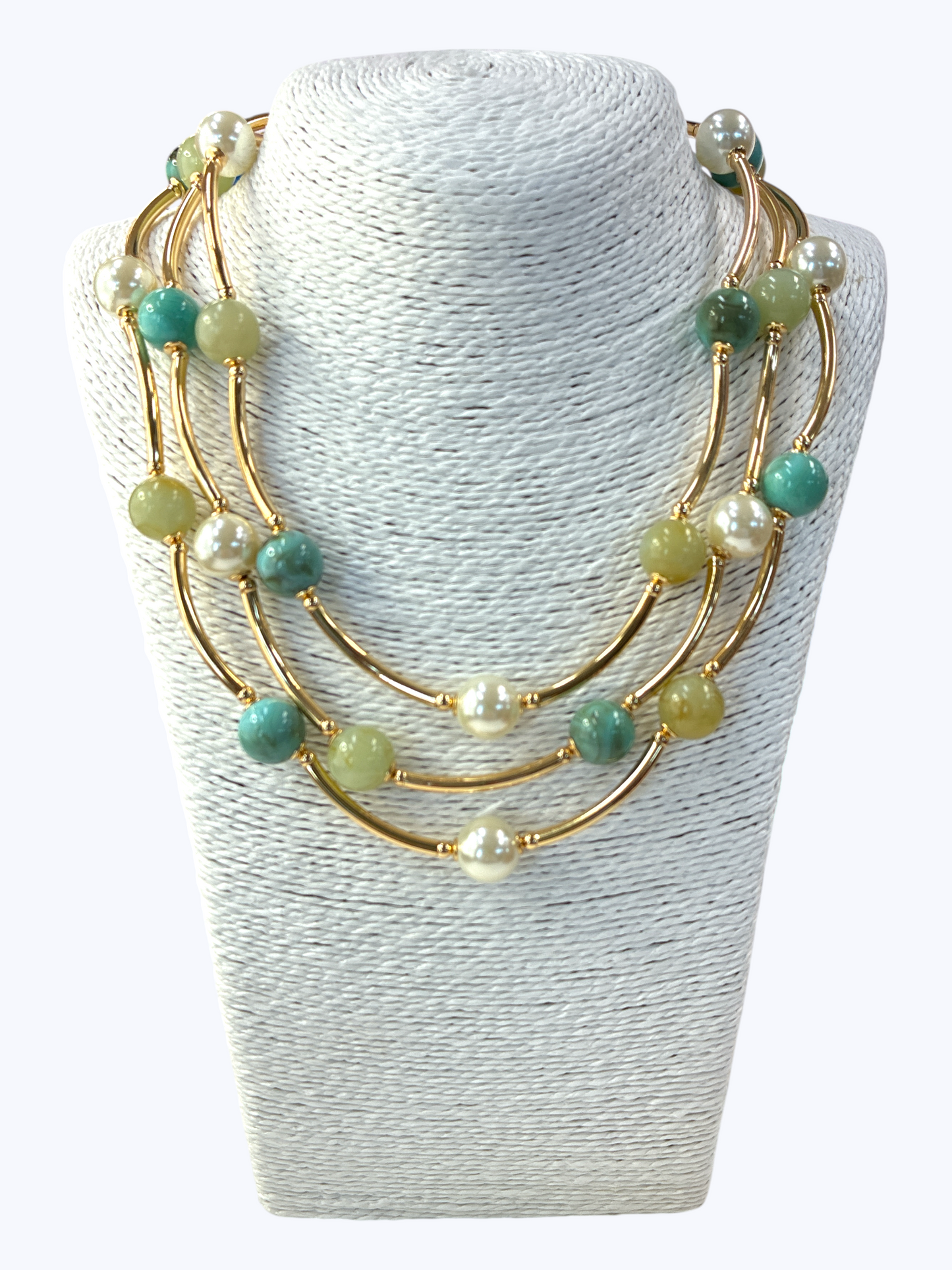 N5143 | Multi Strand Beaded Link Necklace | TN9473